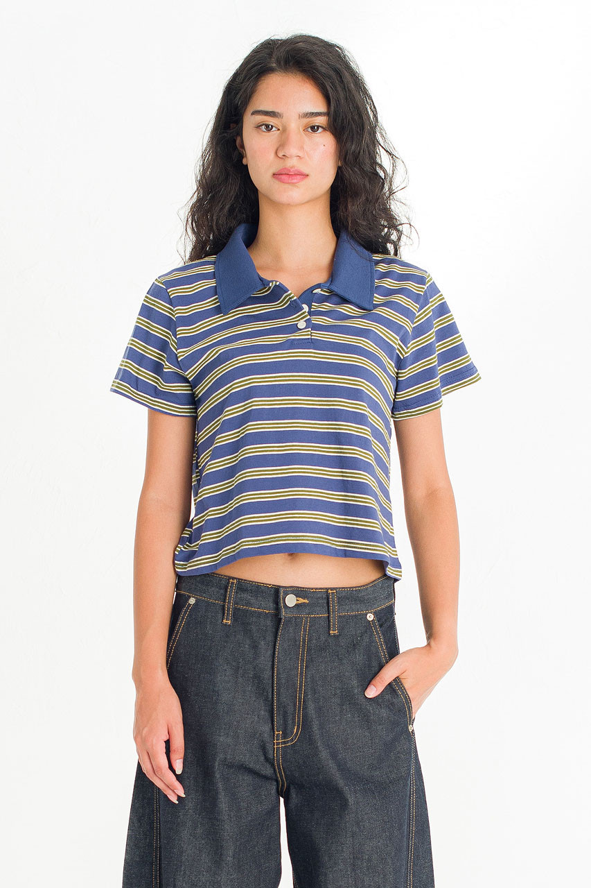 Mini Stripe Polo Tee, Blue