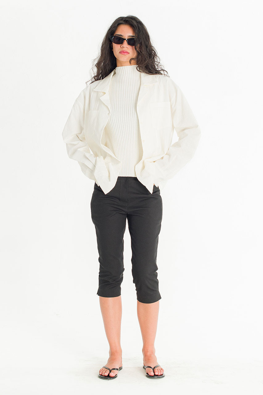 Akari Pintuck Linen Blend Jacket , Ivory