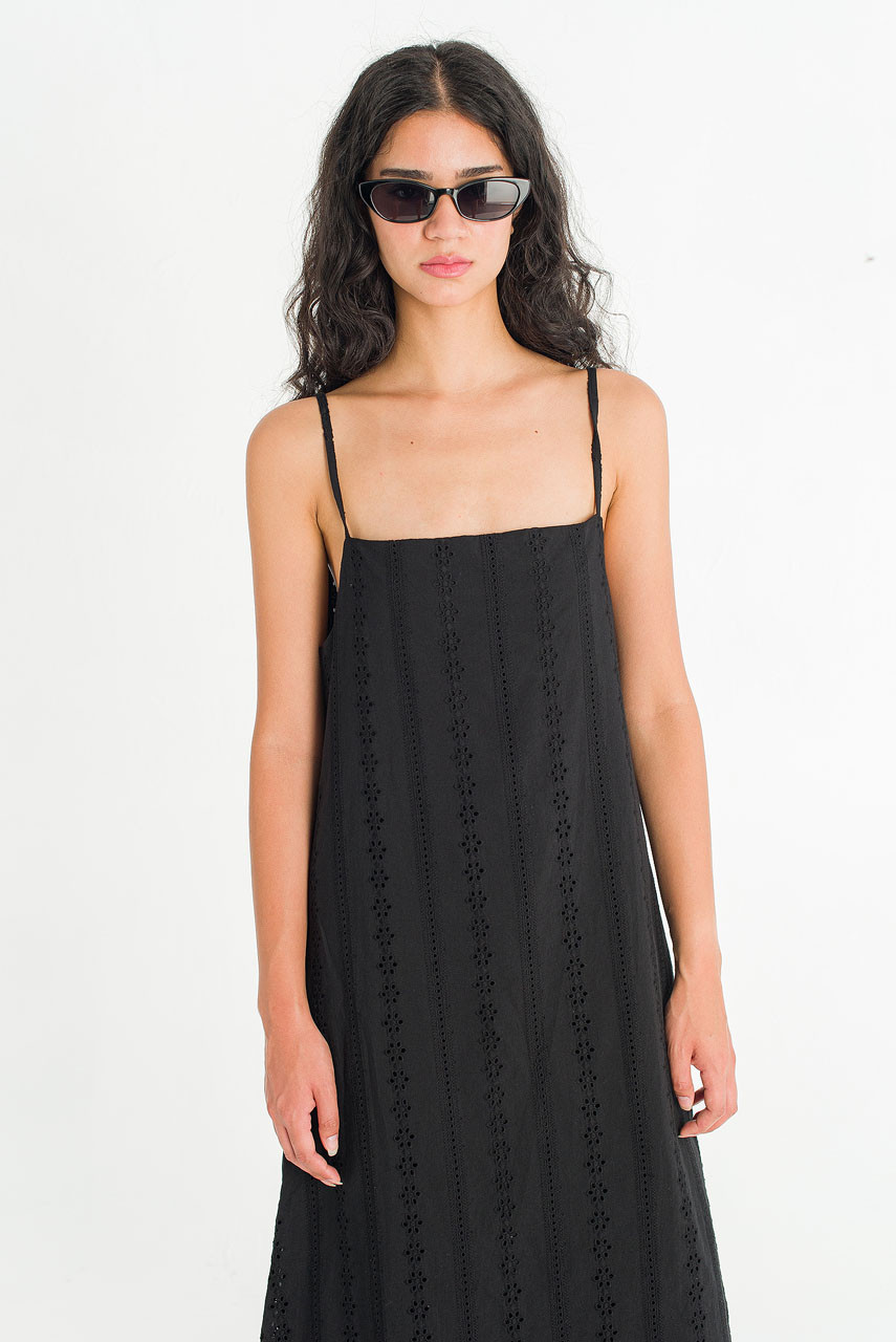 May Lace Slip Dress, Black
