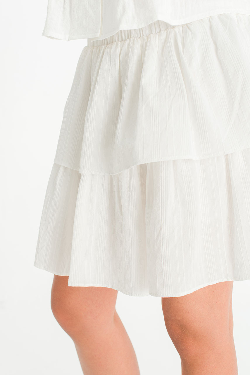 Petal Tiered Mini Skirt, Ivory