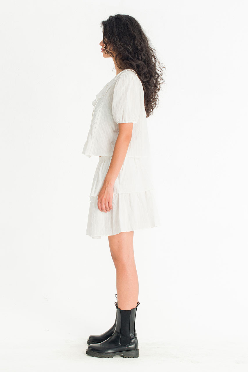 Petal Frill Pintuck Blouse, Ivory