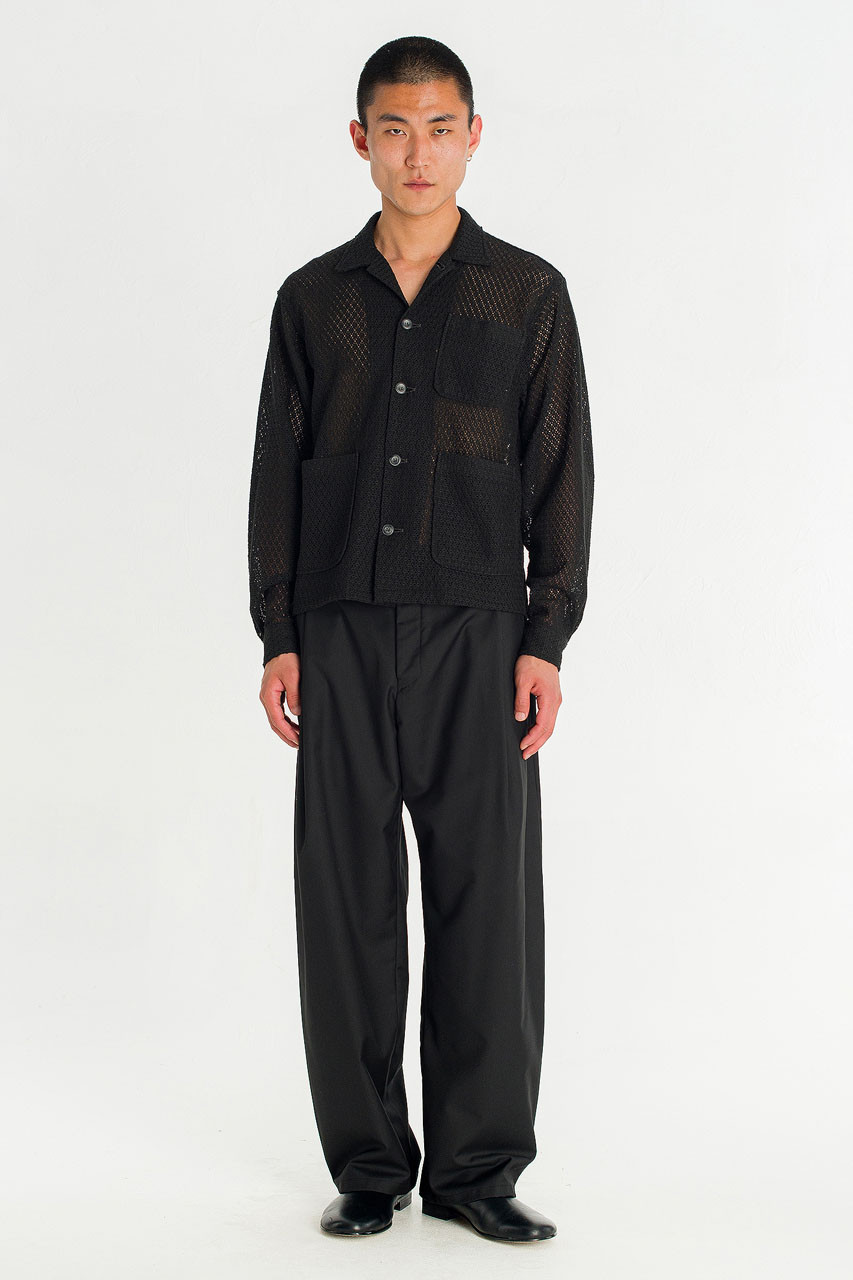Menswear | Lace Crochet Overshirt, Black