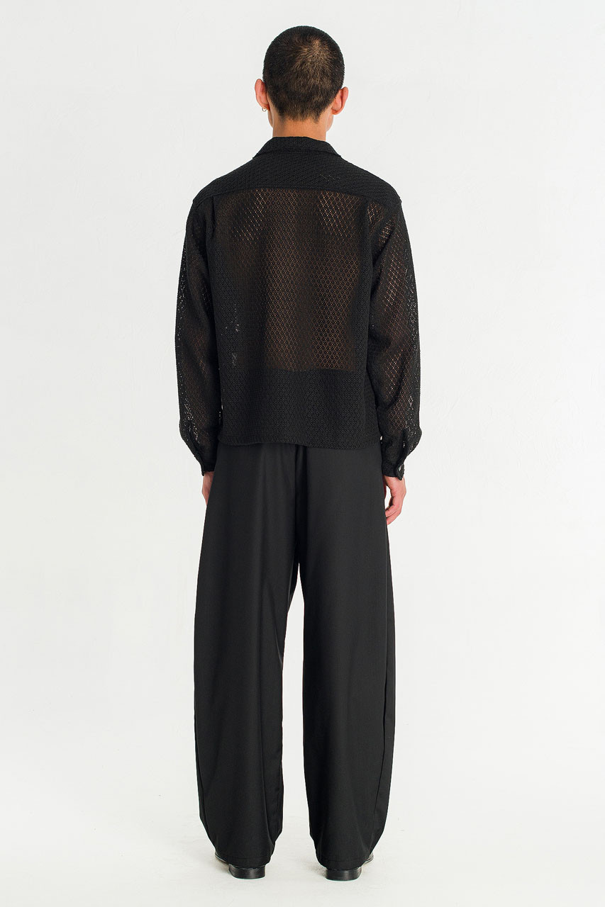 Menswear | Lace Crochet Overshirt, Black