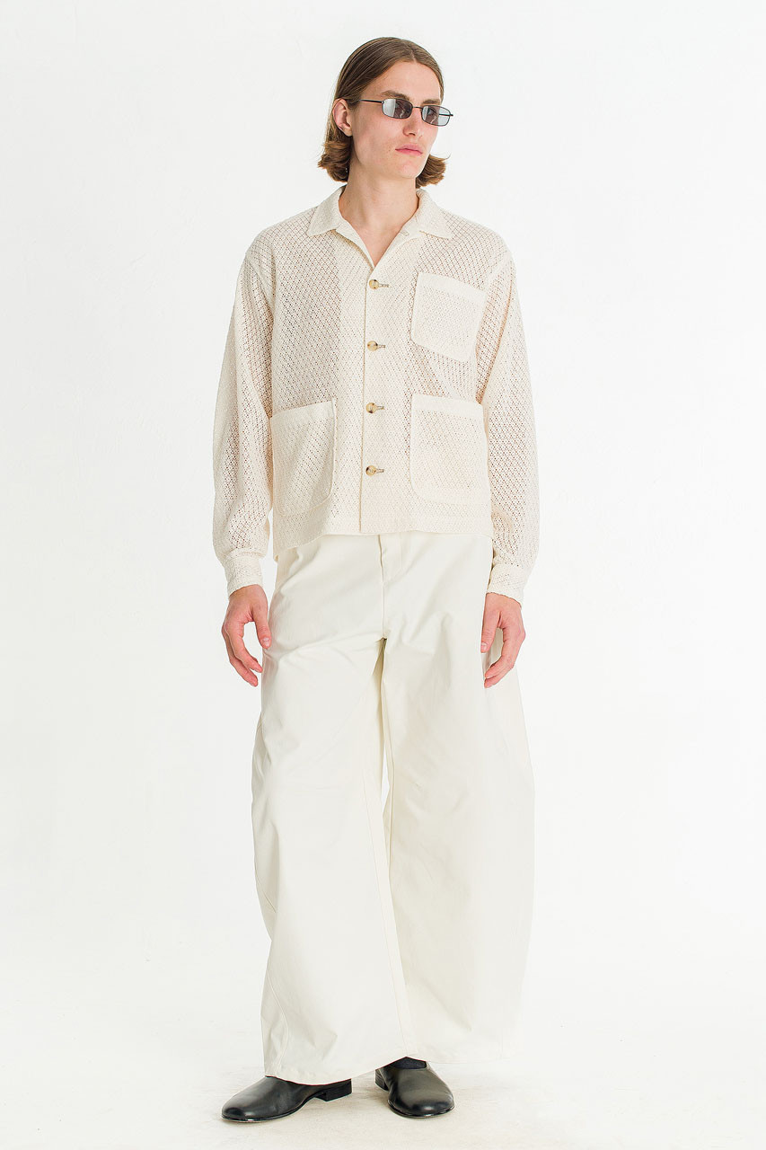 Menswear | Lace Crochet Overshirt, Ivory