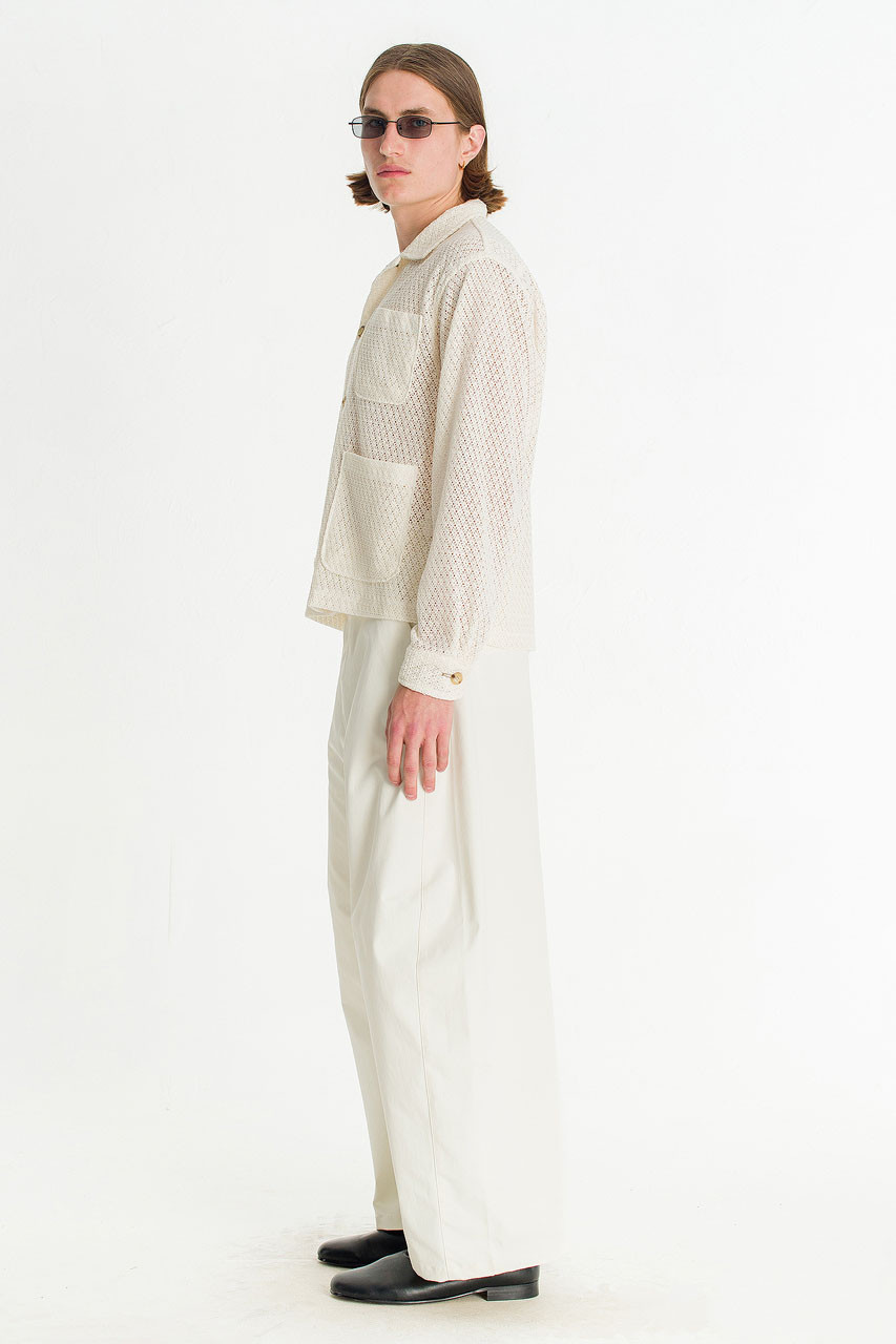 Menswear | Lace Crochet Overshirt, Ivory