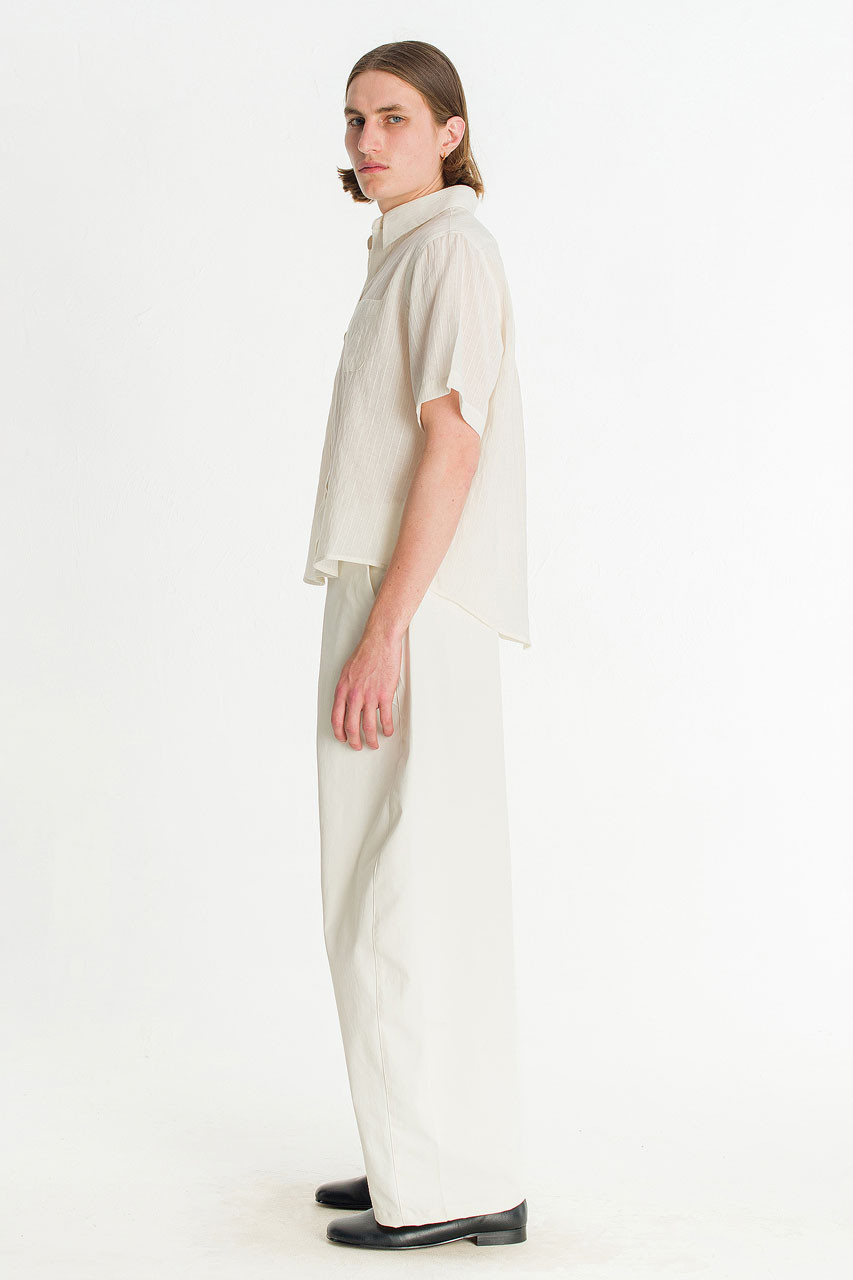 Menswear | Short-Sleeve Stripe Shirt, Ivory