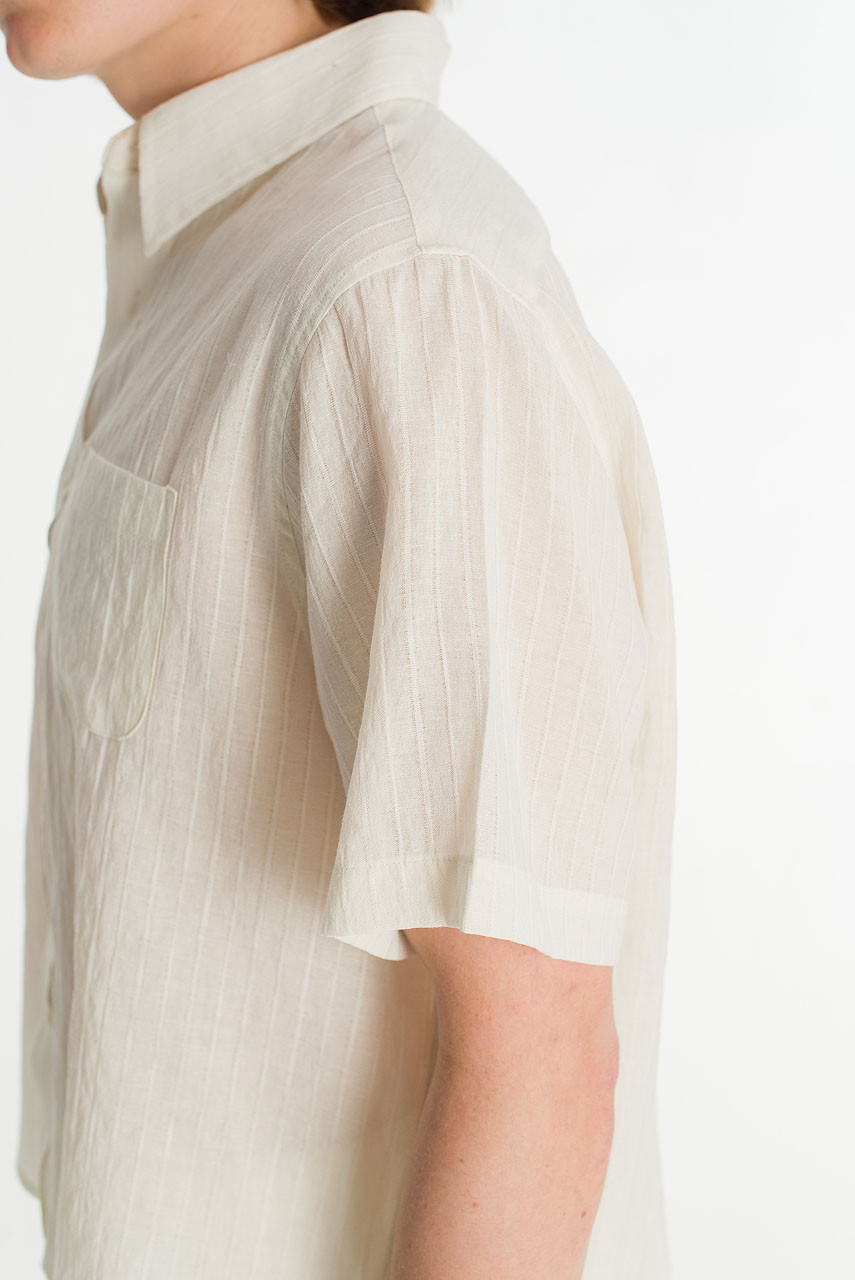 Menswear | Short-Sleeve Stripe Shirt, Ivory