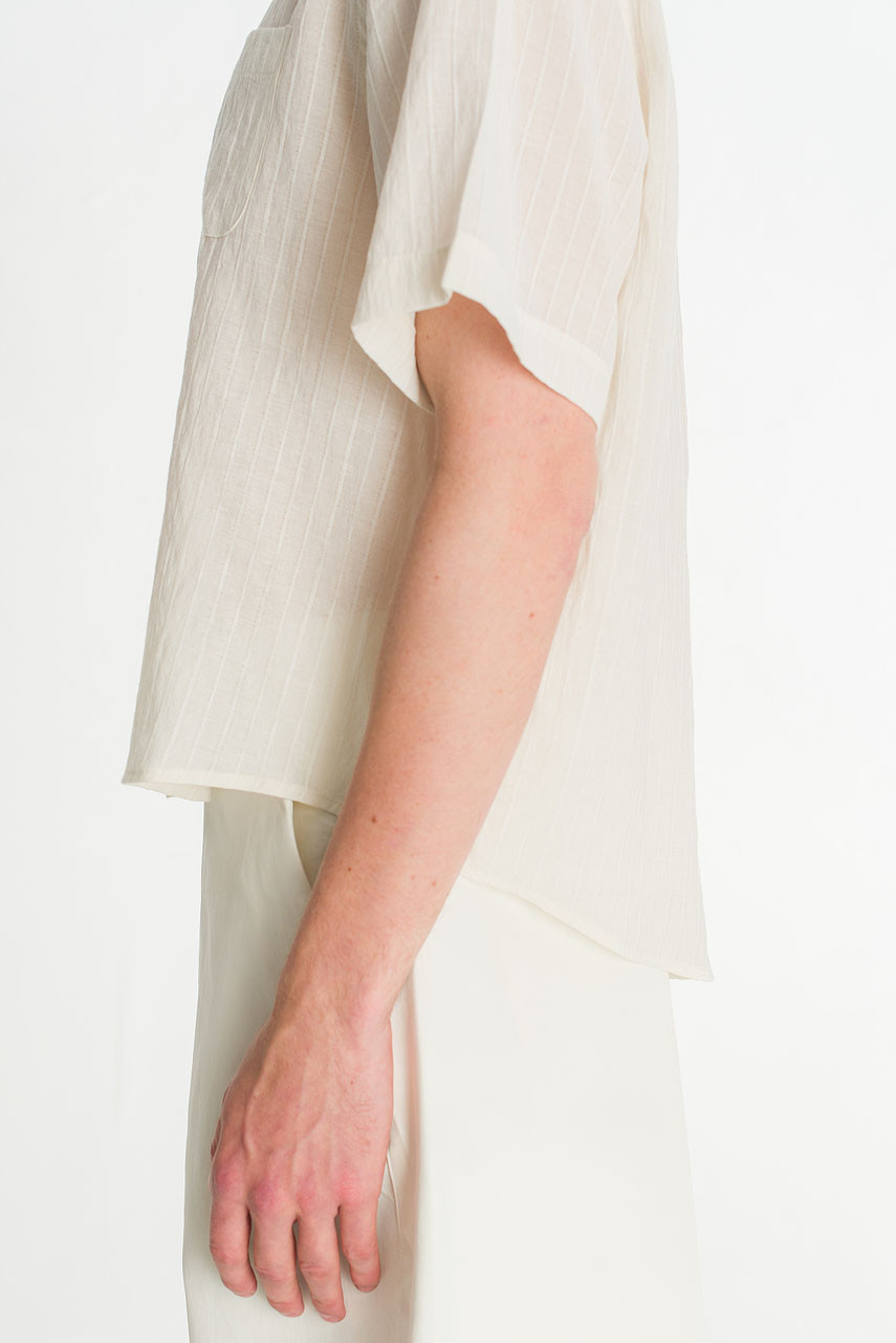 Menswear | Short-Sleeve Stripe Shirt, Ivory