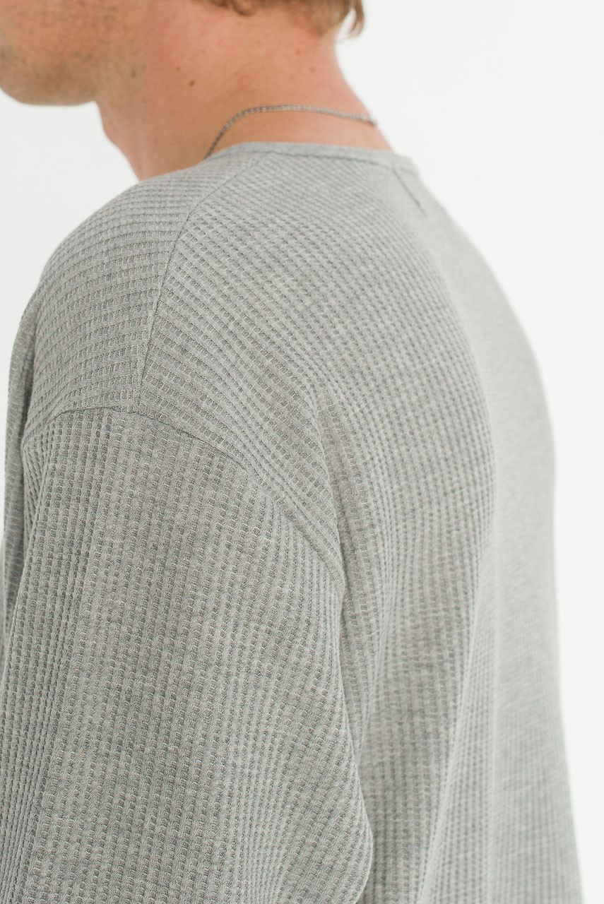 Menswear | Waffle Crop Henley Tee, Grey