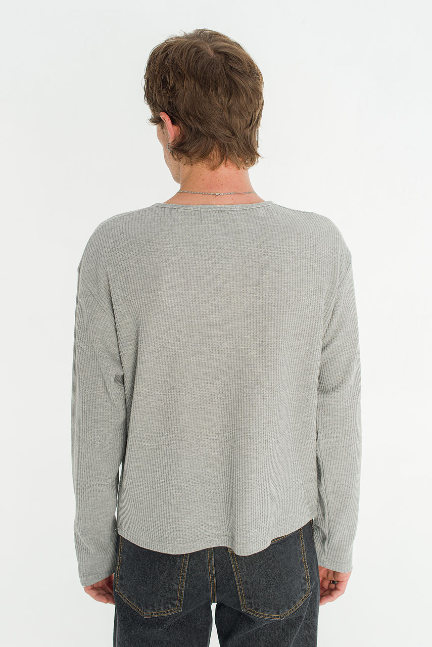 Menswear | Waffle Crop Henley Tee, Grey