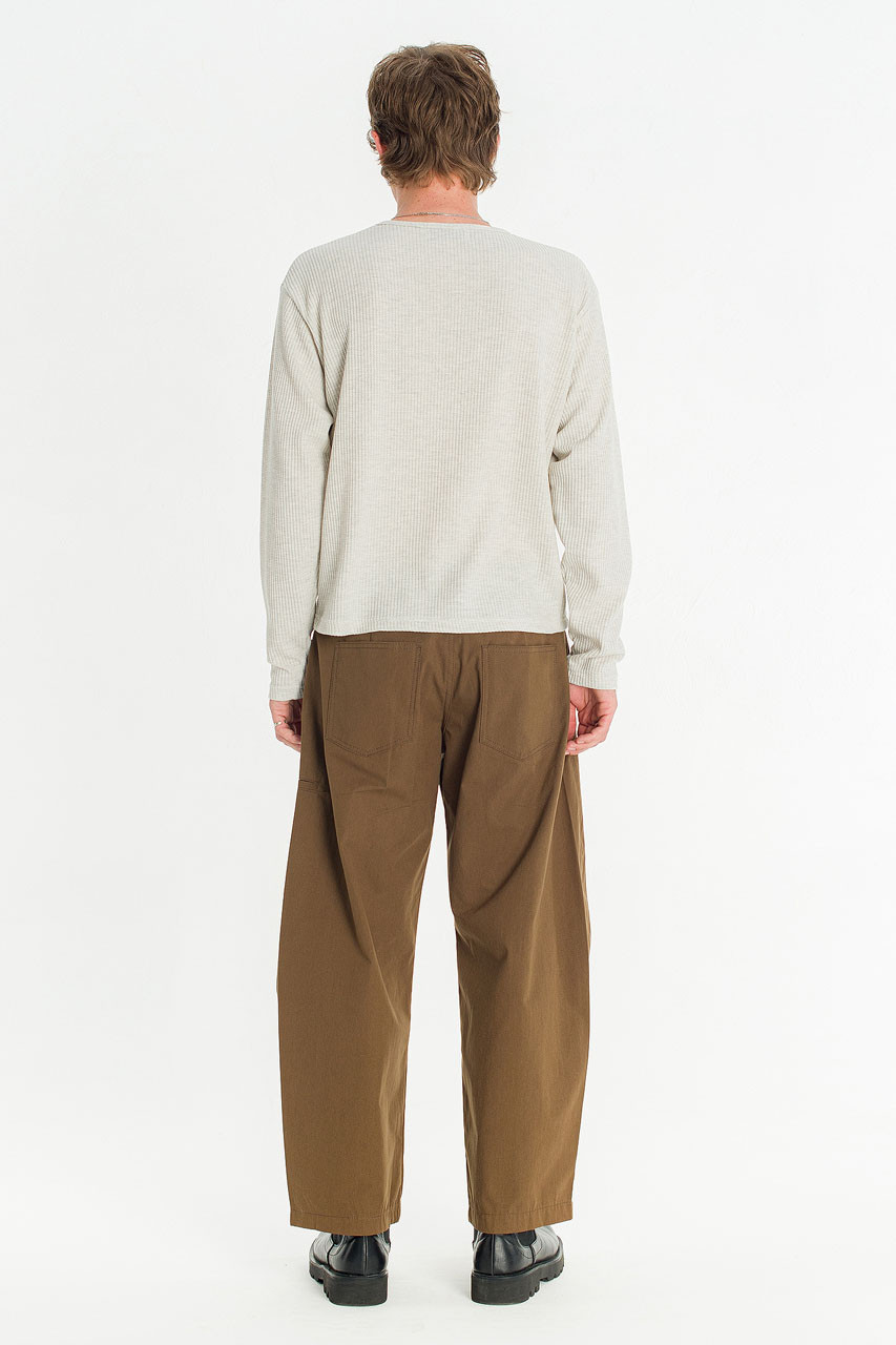 Menswear | Waffle Crop Henley Tee, Stone