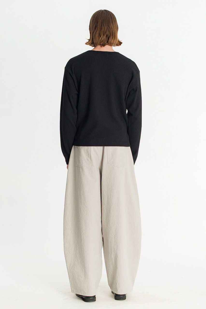Menswear | Waffle Crop Henley Tee, Black