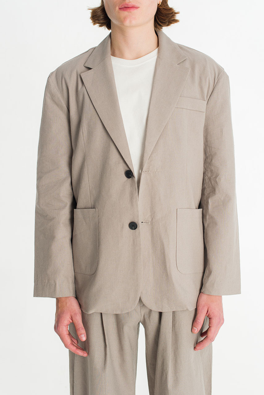 Menswear | Linen Blazer, Khaki Grey