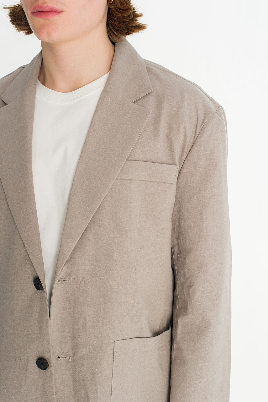 Menswear | Linen Blazer, Khaki Grey