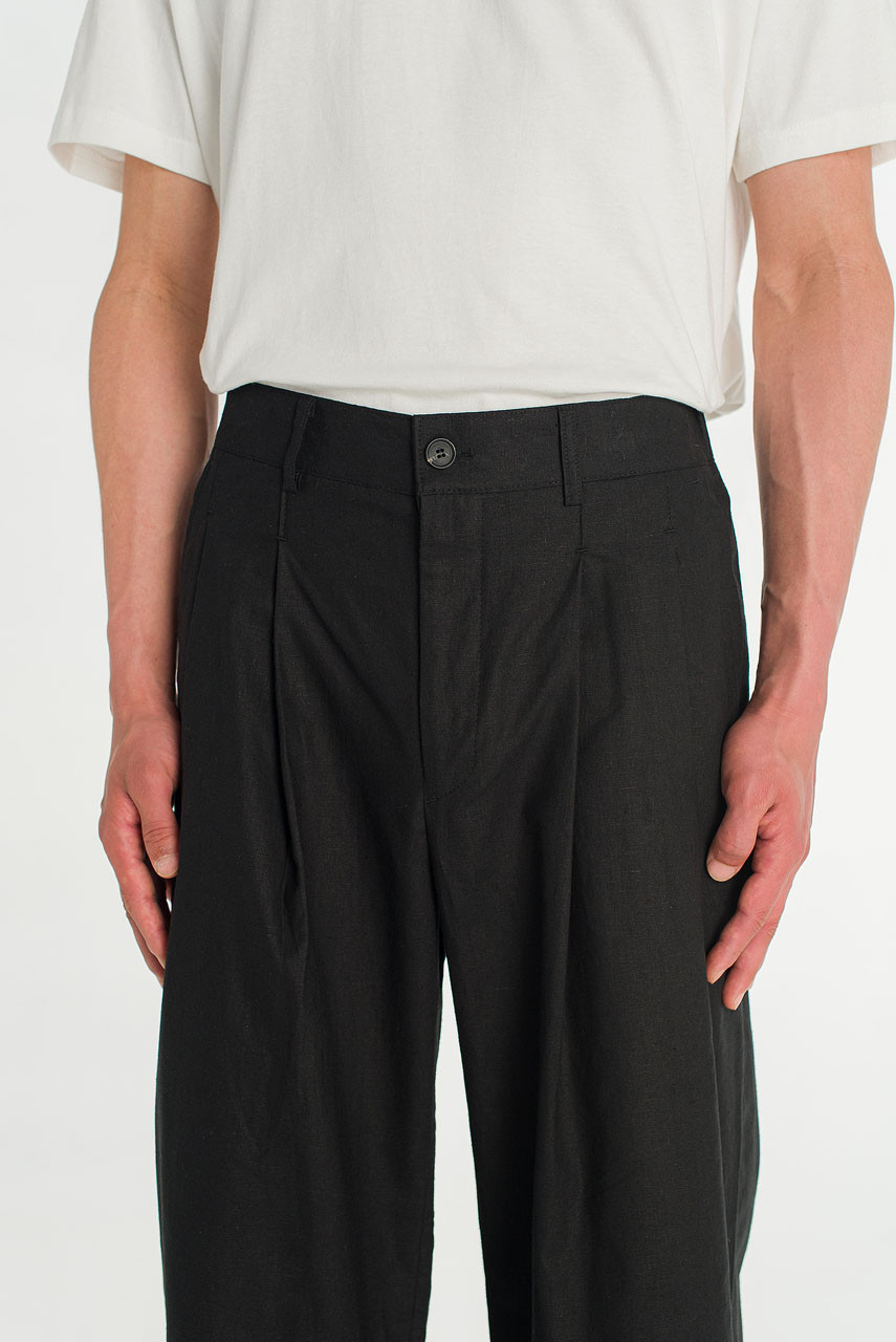 Menswear | Linen Combi Slacks, Black
