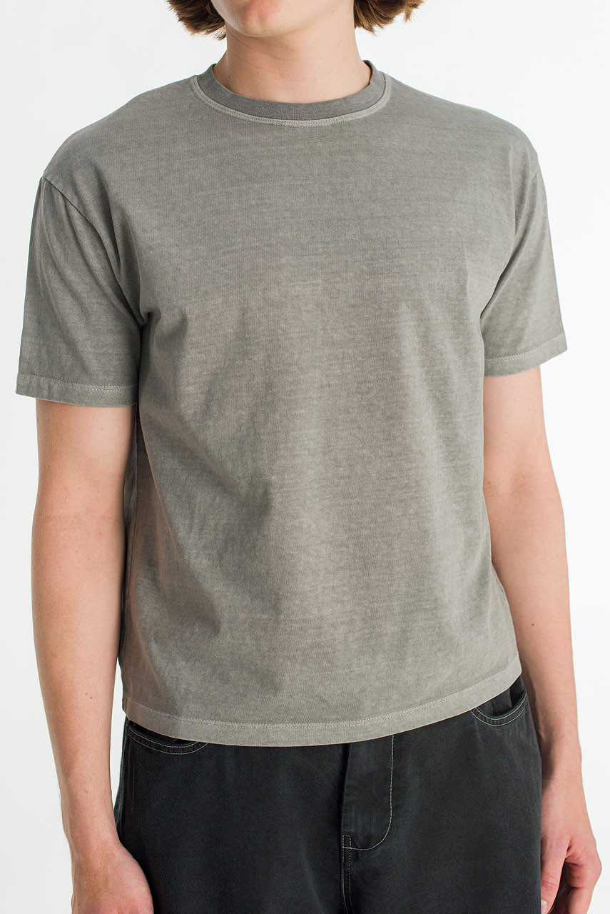 Menswear | Pigment-Dyed Crop Tee, Grey