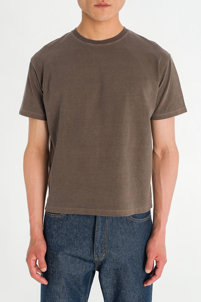 Menswear | Pigment-Dyed Crop Tee, Brown