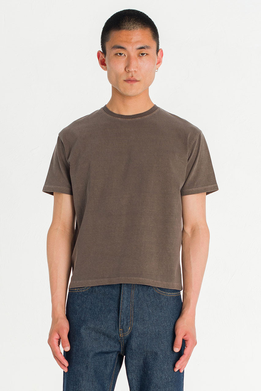 Menswear | Pigment-Dyed Crop Tee, Brown