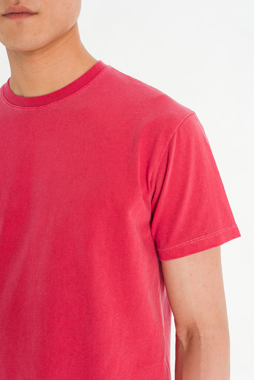 Menswear | Pigment-Dyed Crop Tee, Coral Pink