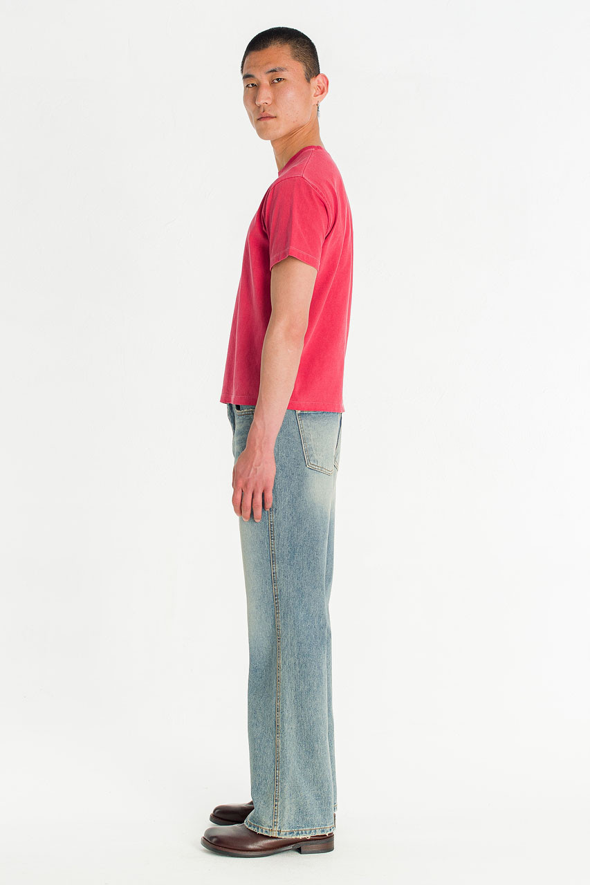 Menswear | Pigment-Dyed Crop Tee, Coral Pink