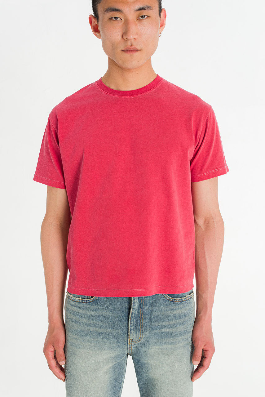 Menswear | Pigment-Dyed Crop Tee, Coral Pink