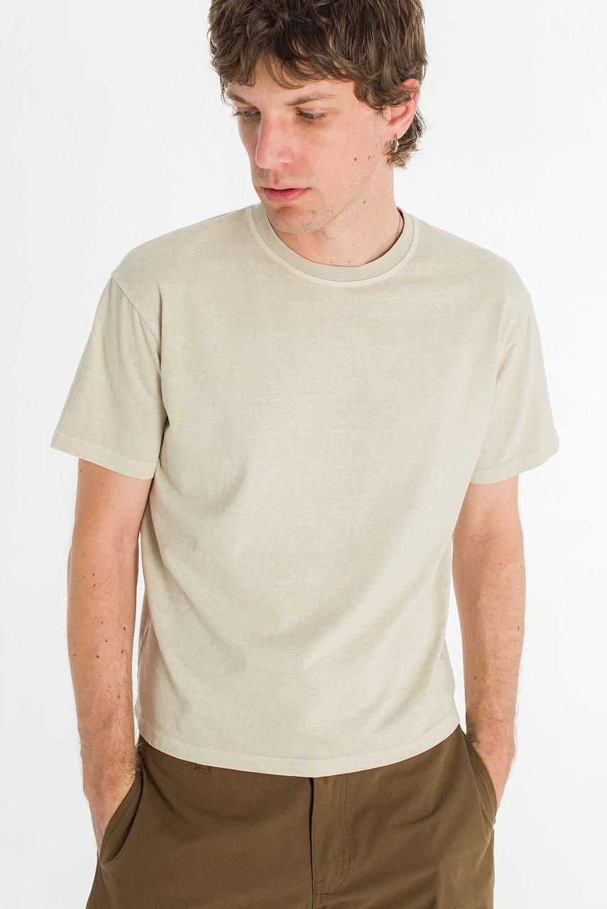 Menswear | Pigment-Dyed Crop Tee, Cream