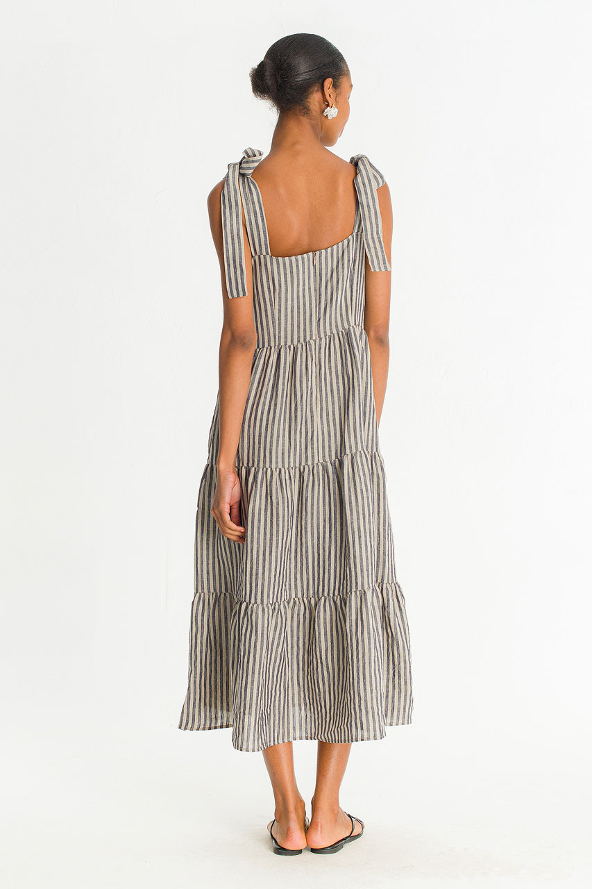 Belle Ribbon Dress, Navy Stripe