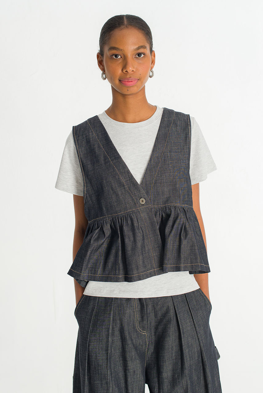 Lunel Raw Denim Vest , Indigo