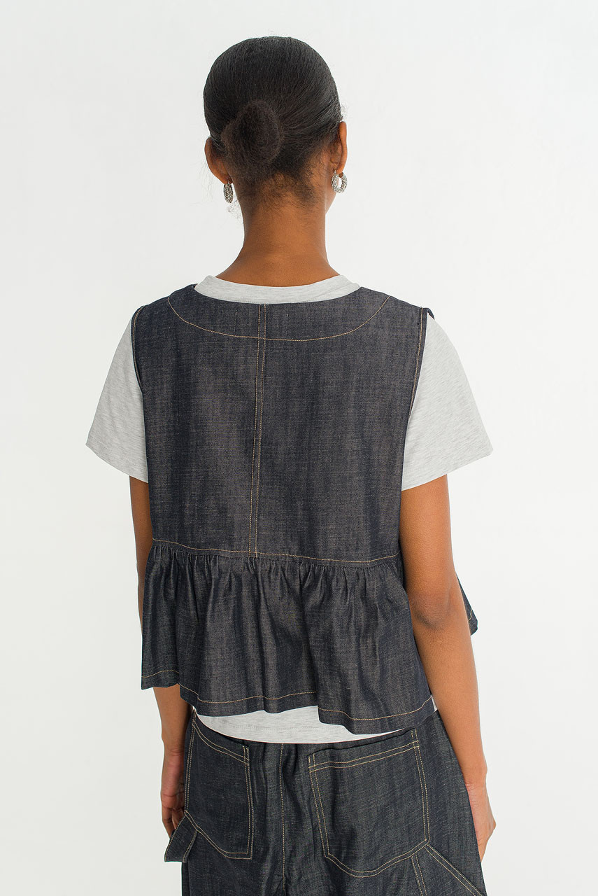 Lunel Raw Denim Vest , Indigo