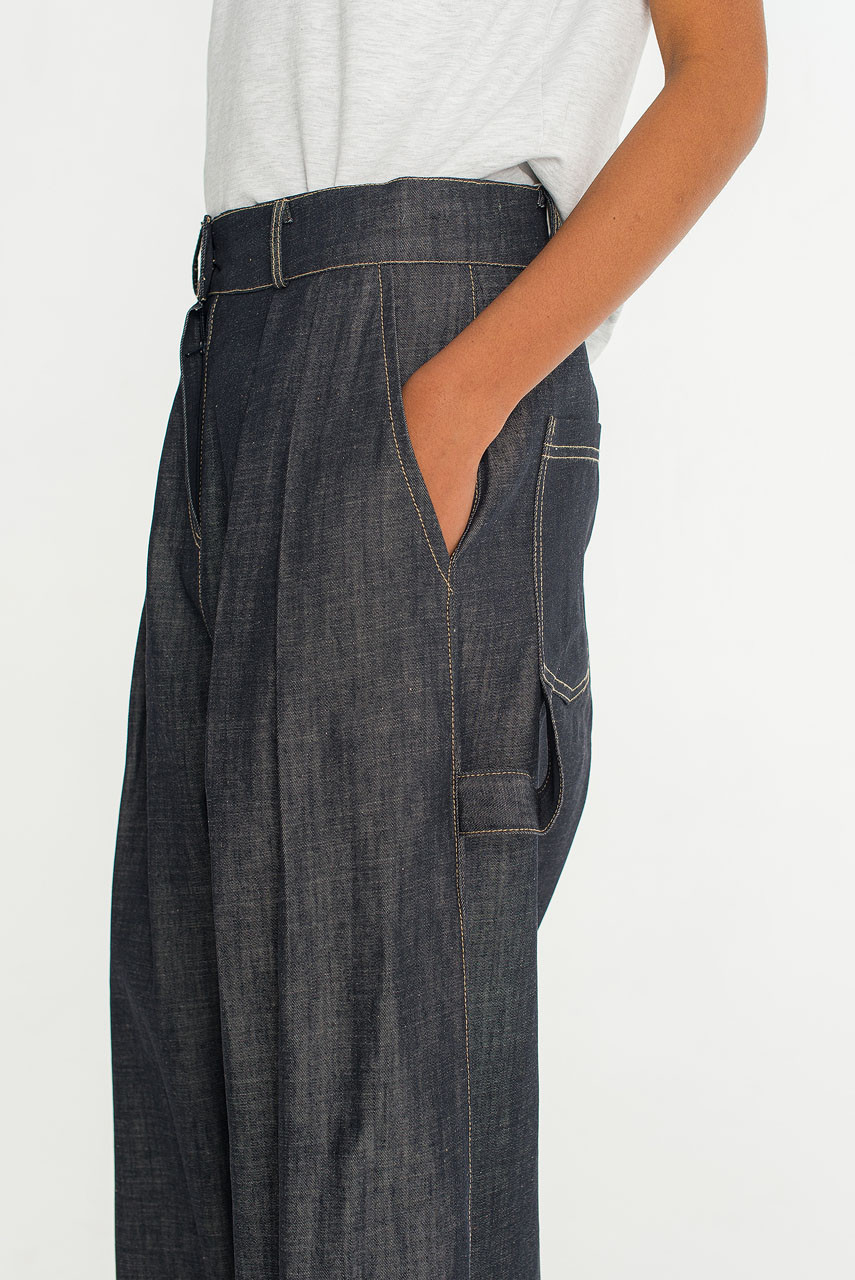 Lunel Raw Denim Utility Pants, Indigo