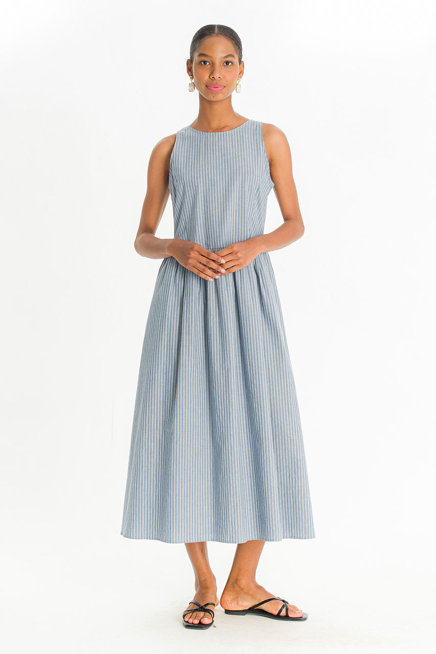Granada Stripe Sleeveless Dress, Blue