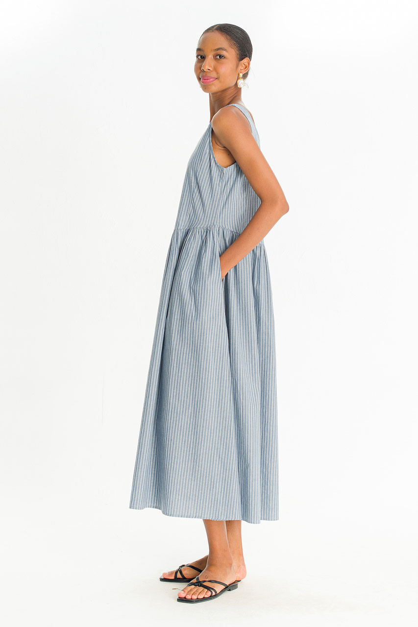 Granada Stripe Sleeveless Dress, Blue