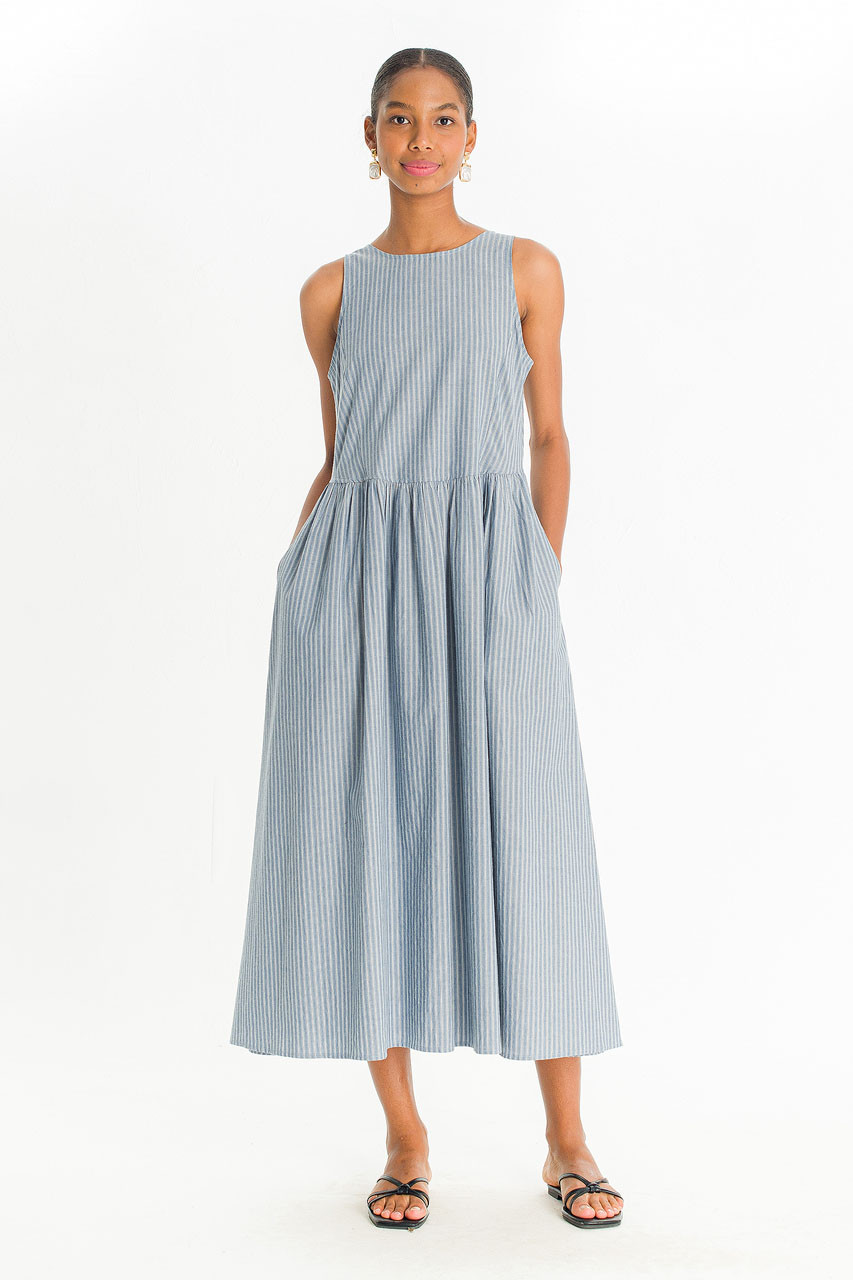 Granada Stripe Sleeveless Dress, Blue