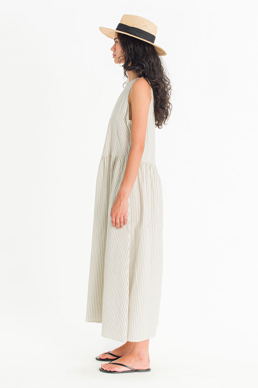 Granada Stripe Sleeveless Dress, Natural