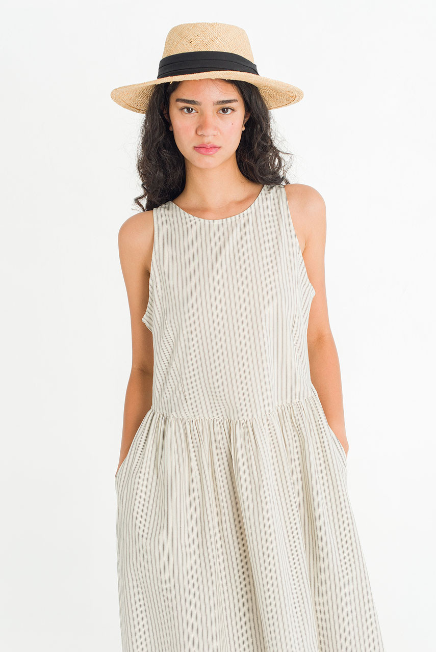 Granada Stripe Sleeveless Dress, Natural