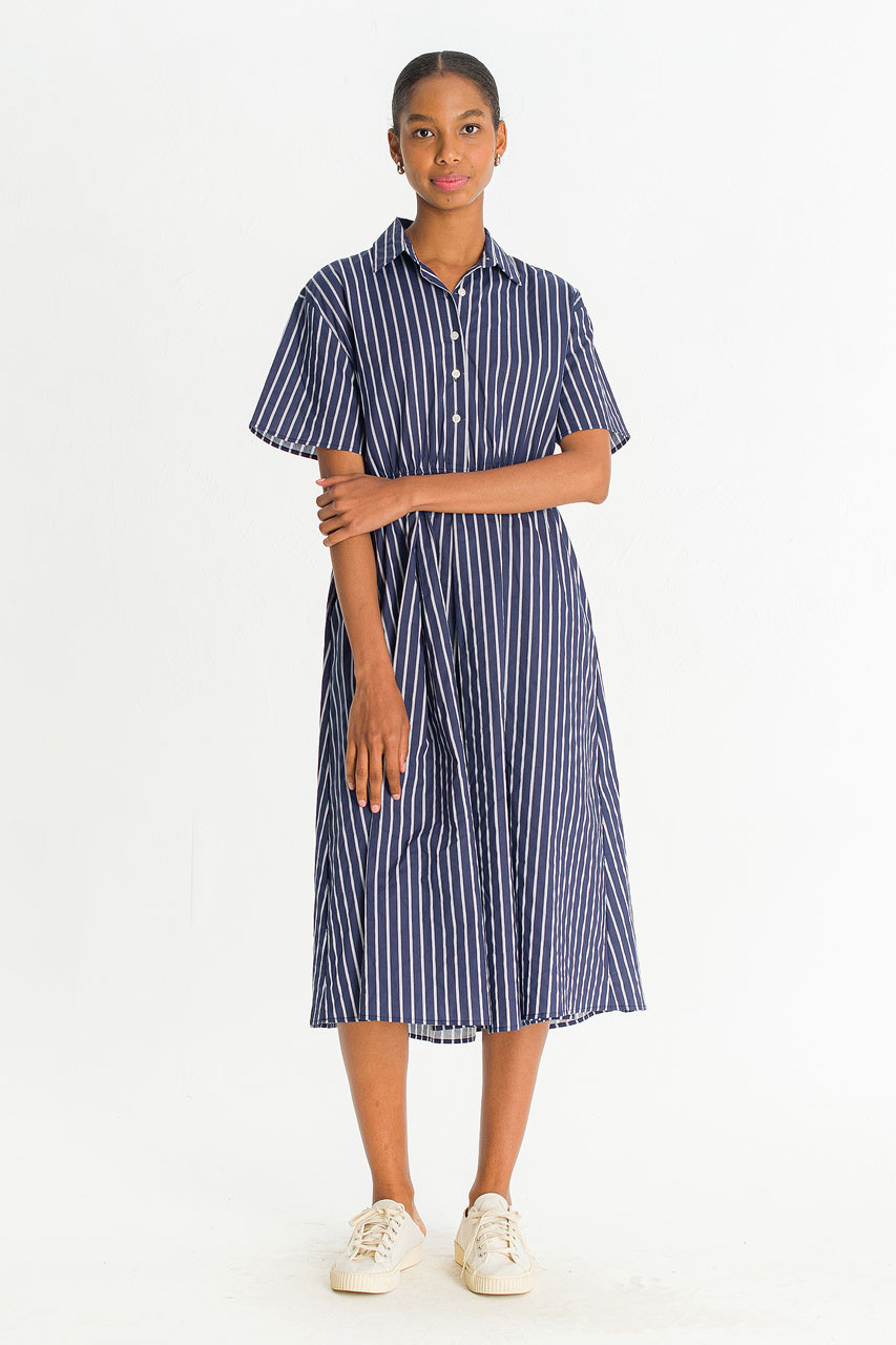 Noa Stripe Shirt Dress, Navy