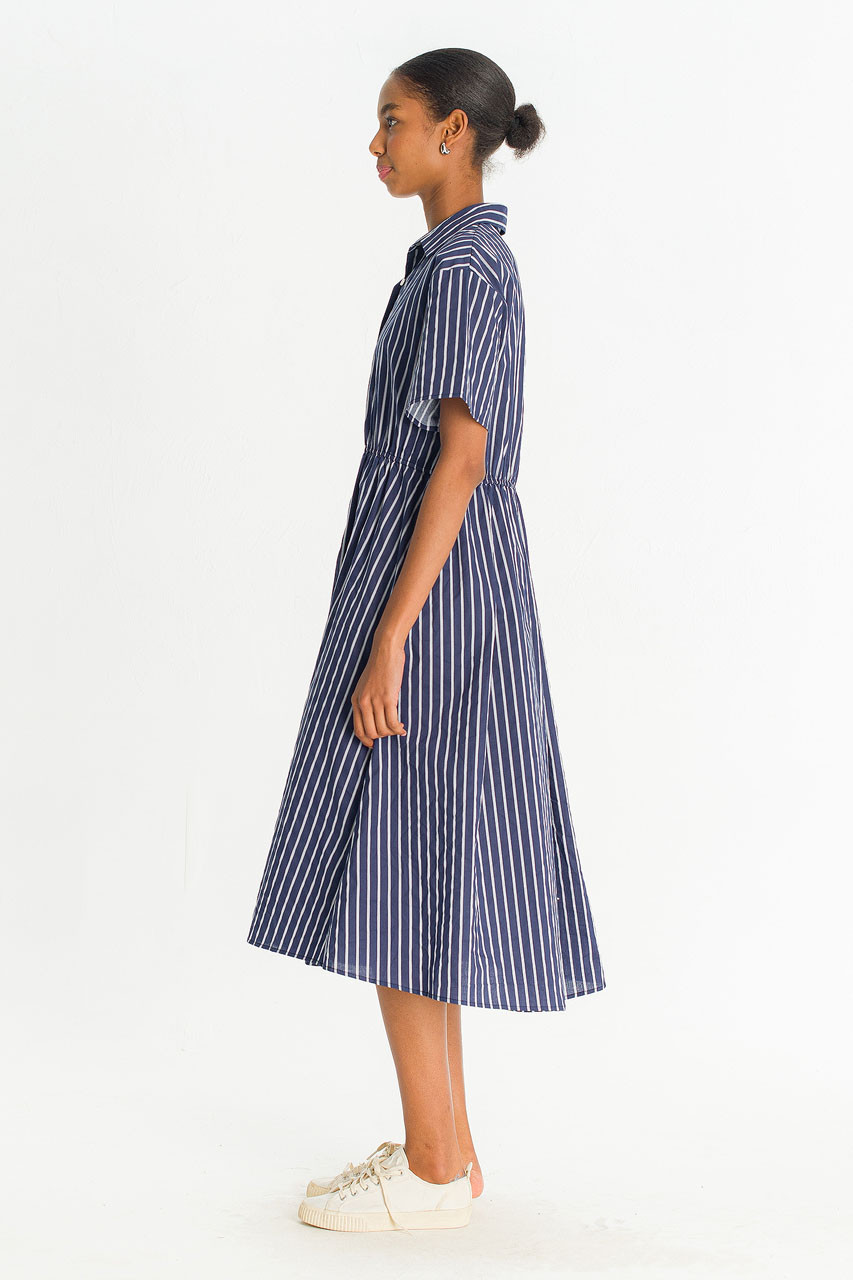 Noa Stripe Shirt Dress, Navy