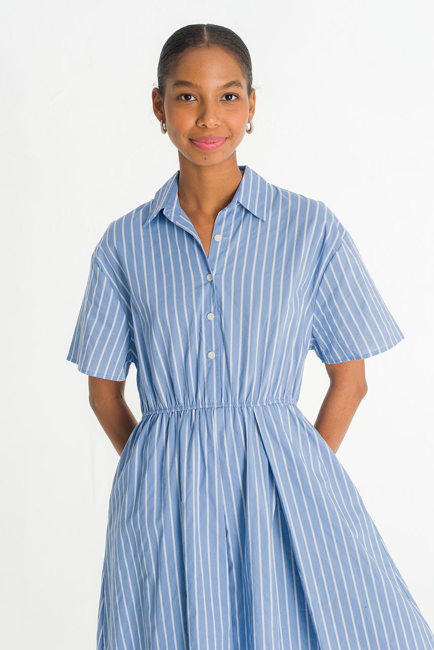 Noa Stripe Shirt Dress, Blue