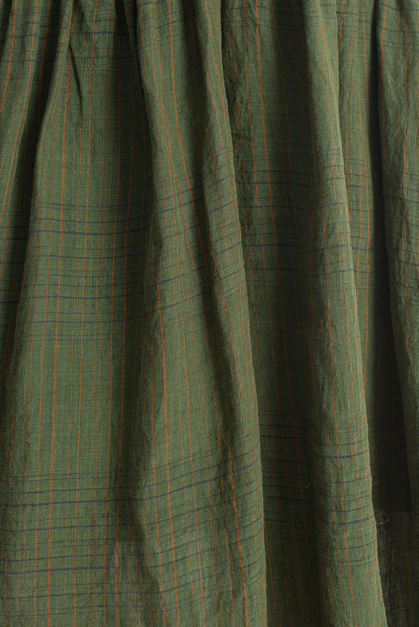 Boxy Check Linen Shirt Dress, Khaki