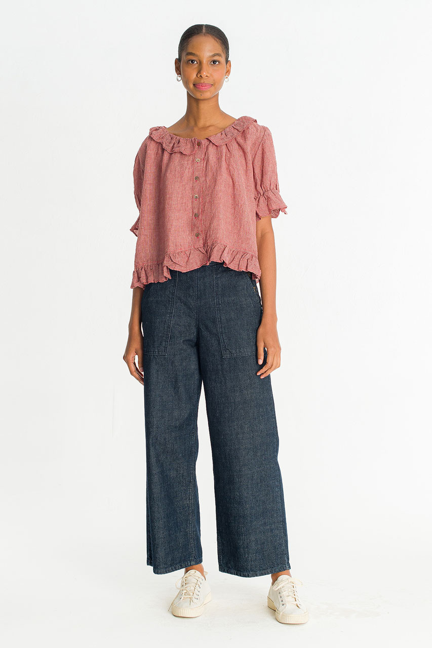 Vien Check Blouse, Red