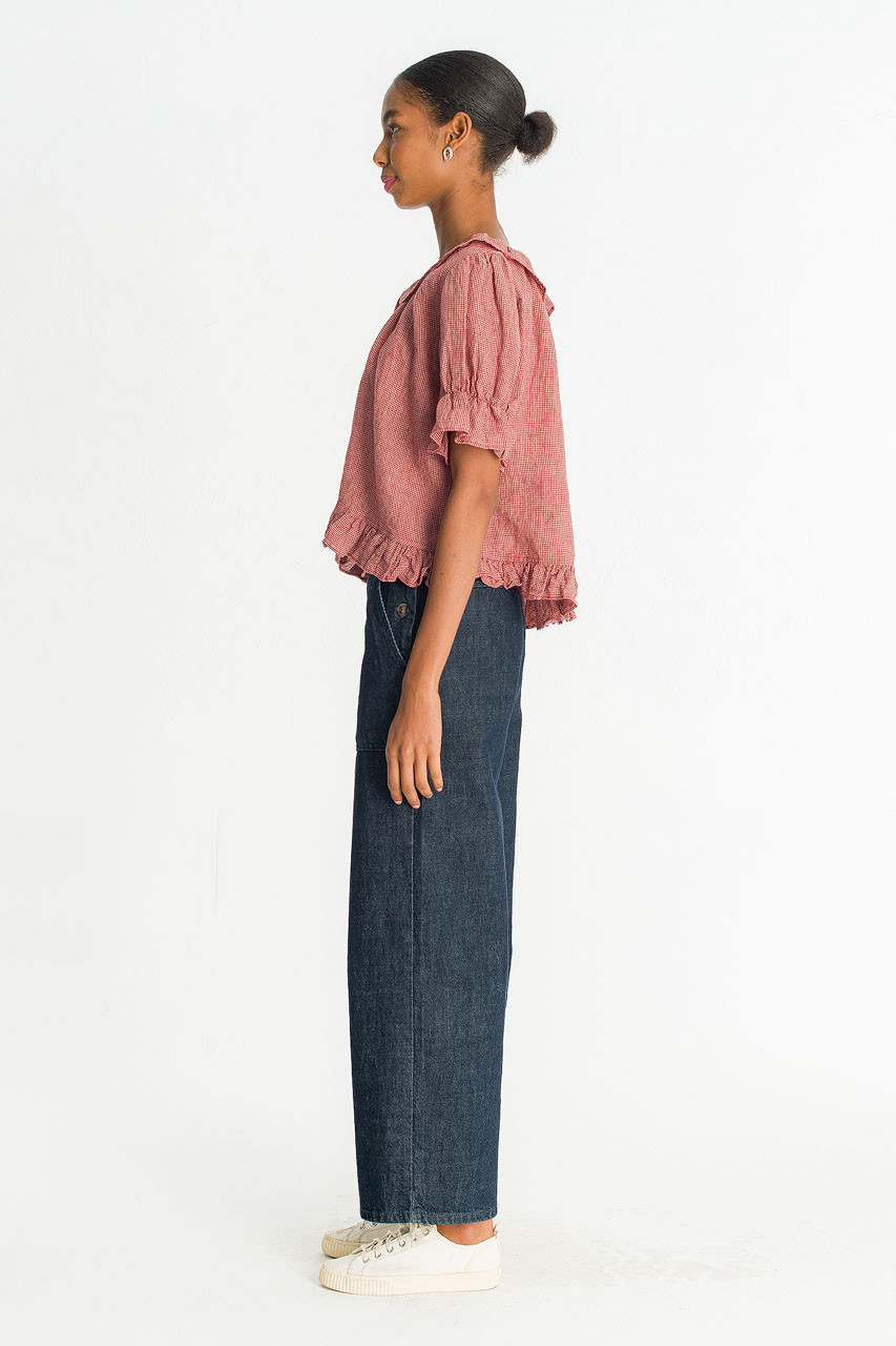 Vien Check Blouse, Red