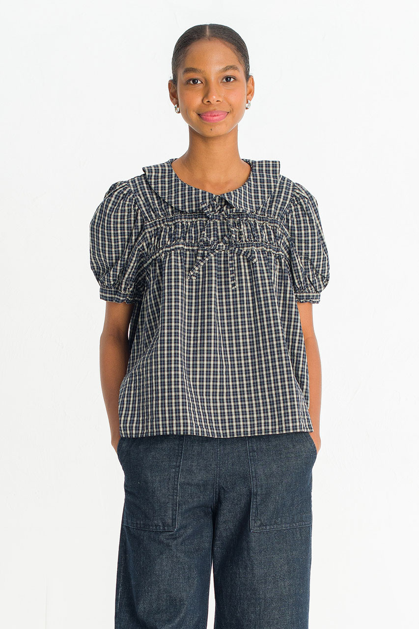 Yuha Check Shirt, Navy/Ivory