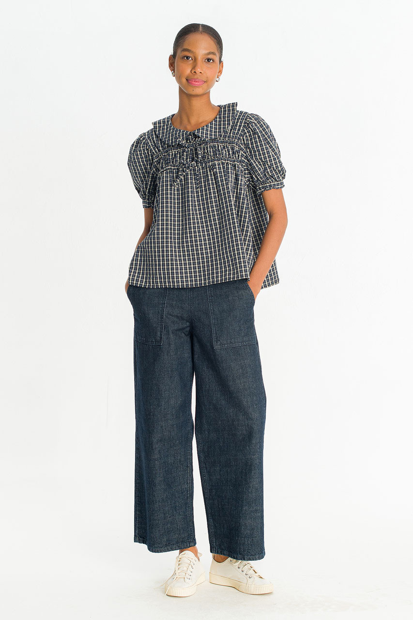 Yuha Check Shirt, Navy/Ivory