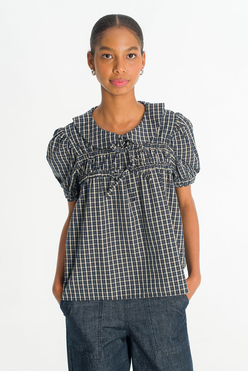 Yuha Check Shirt, Navy/Ivory