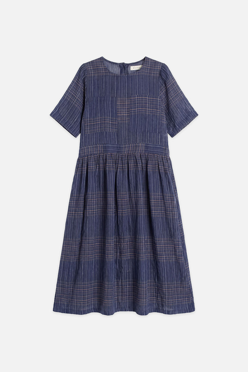 Coen Check Dress, Navy
