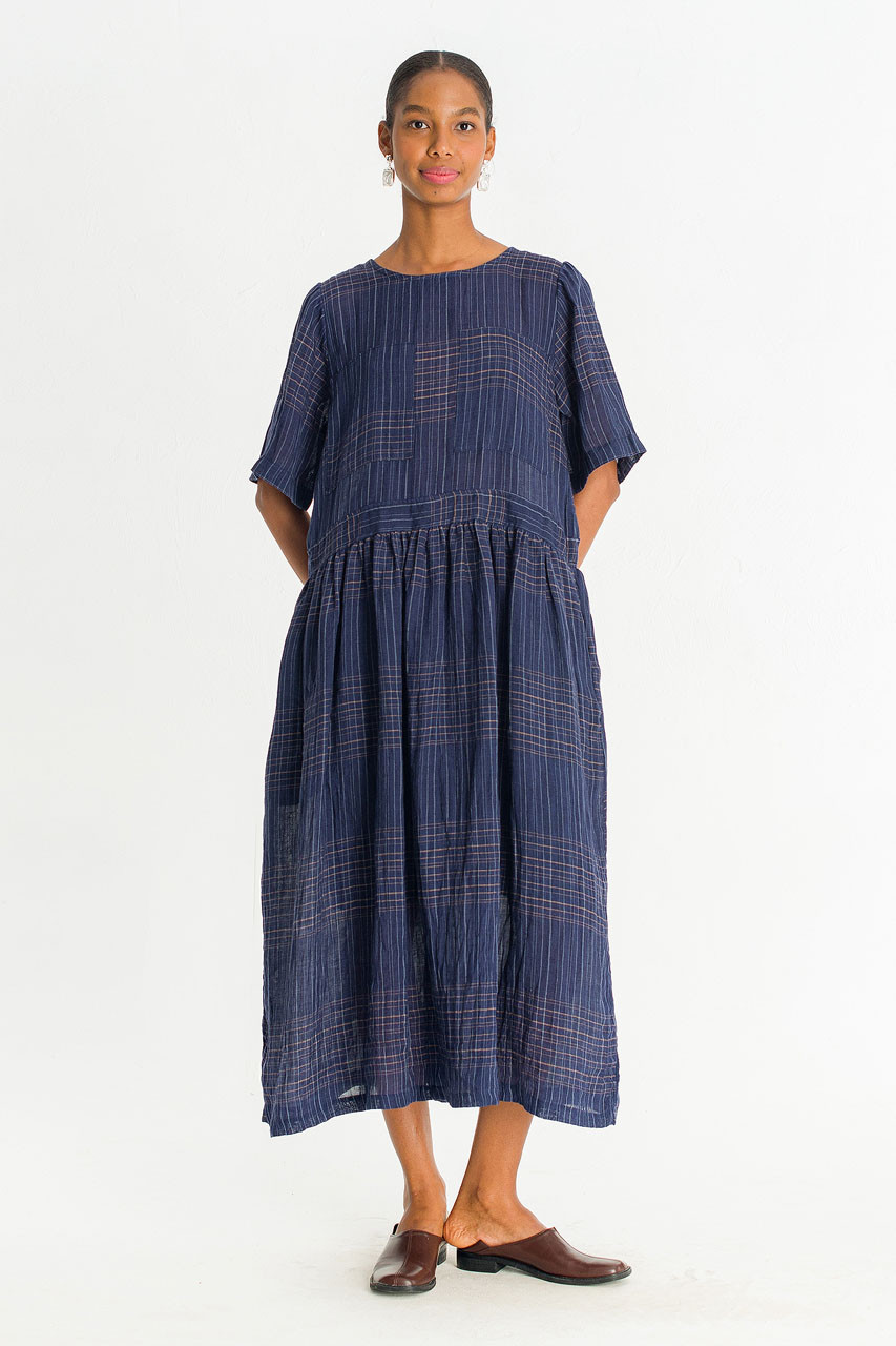 Coen Check Dress, Navy