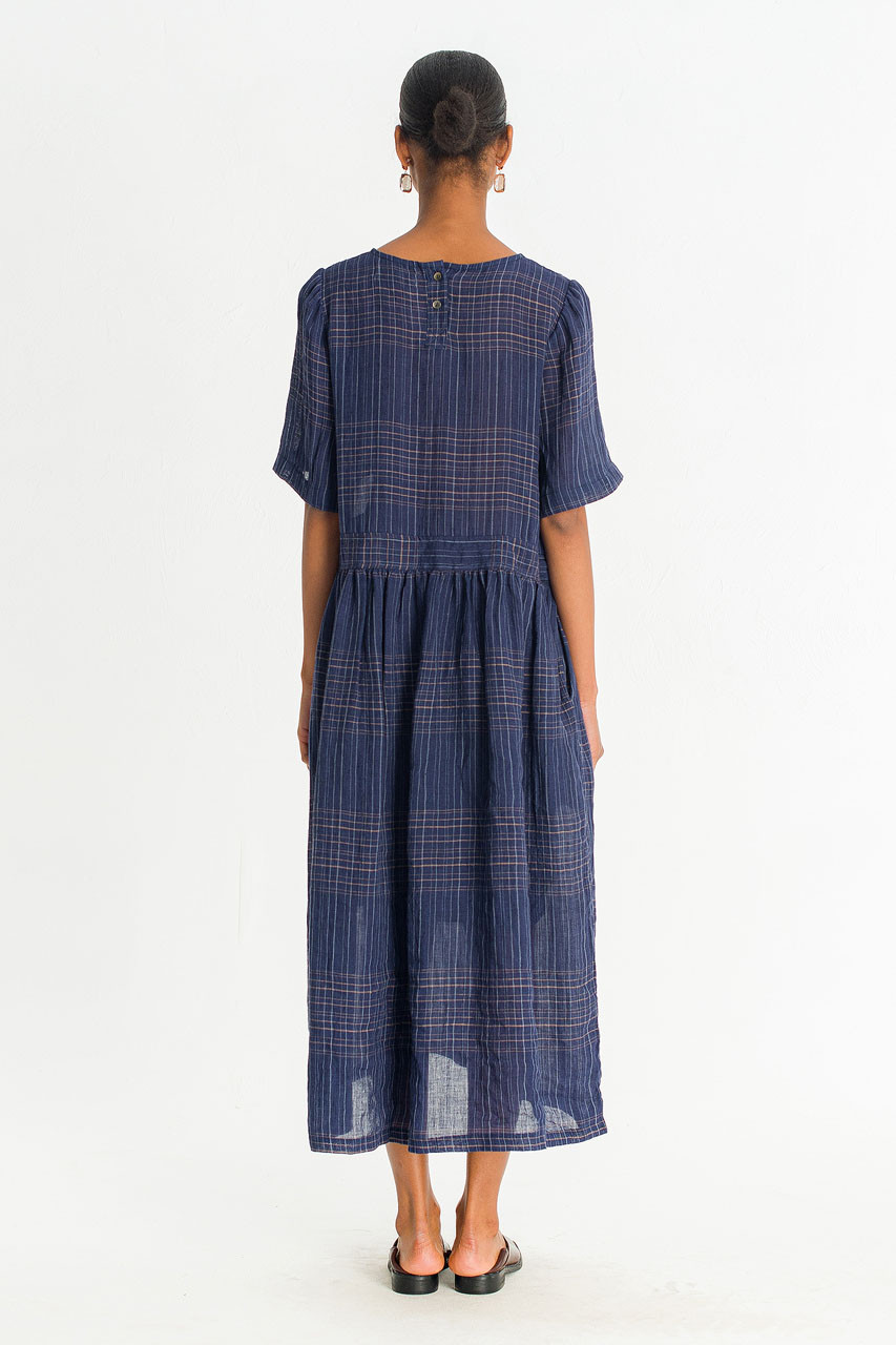 Coen Check Dress, Navy