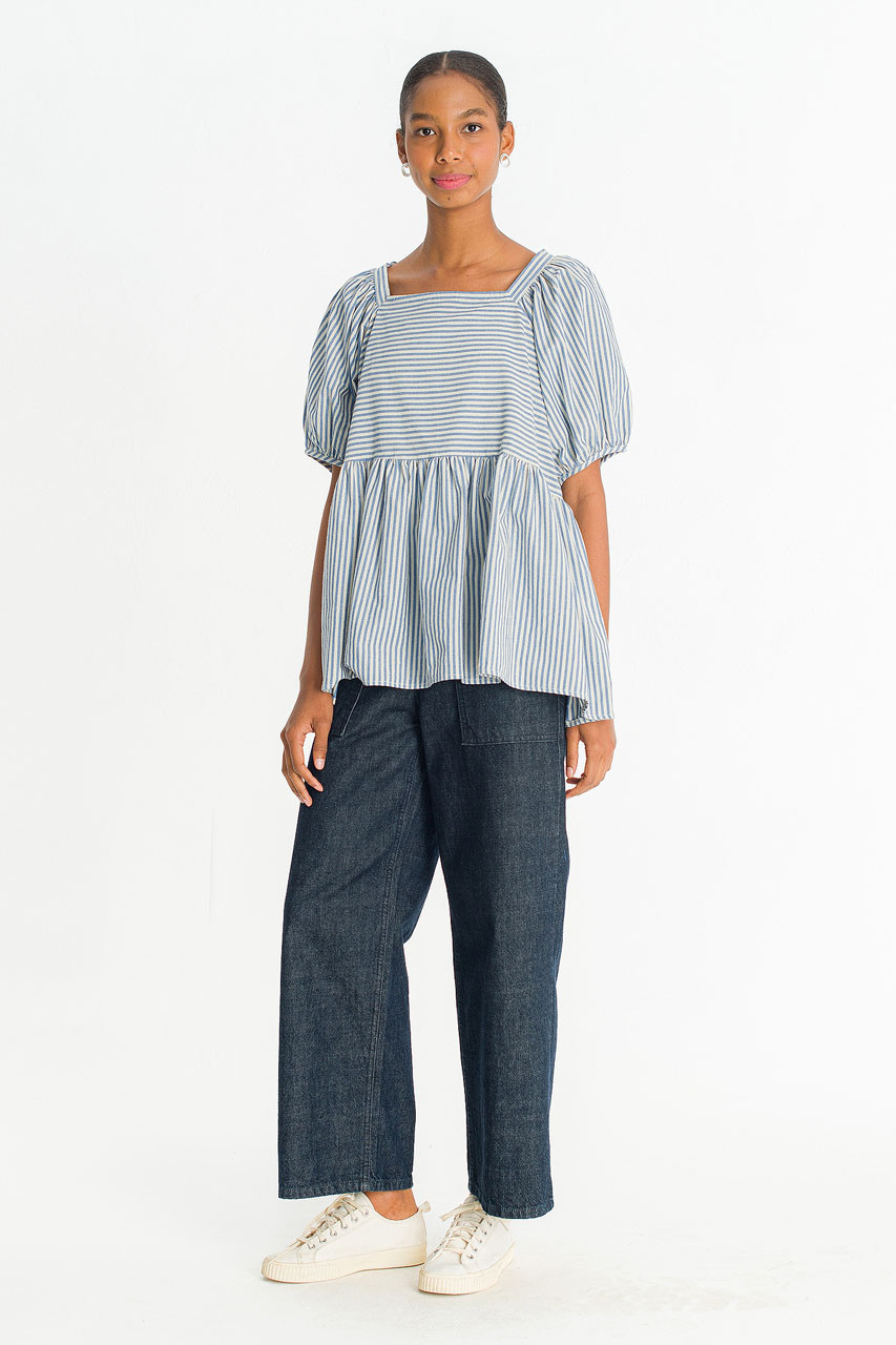 Candy Stripe Cotton Tunic, Blue