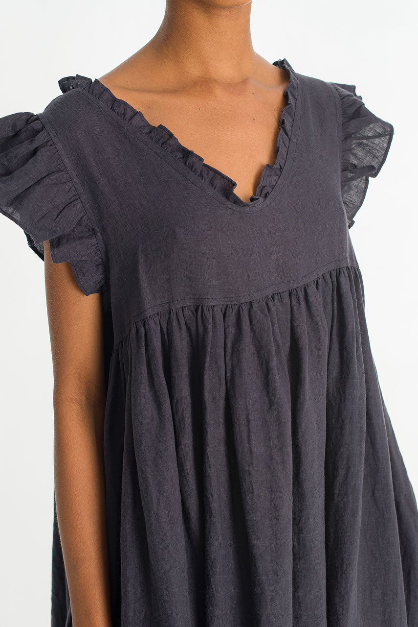 Frill Detail Sleeveless  Dress, Navy