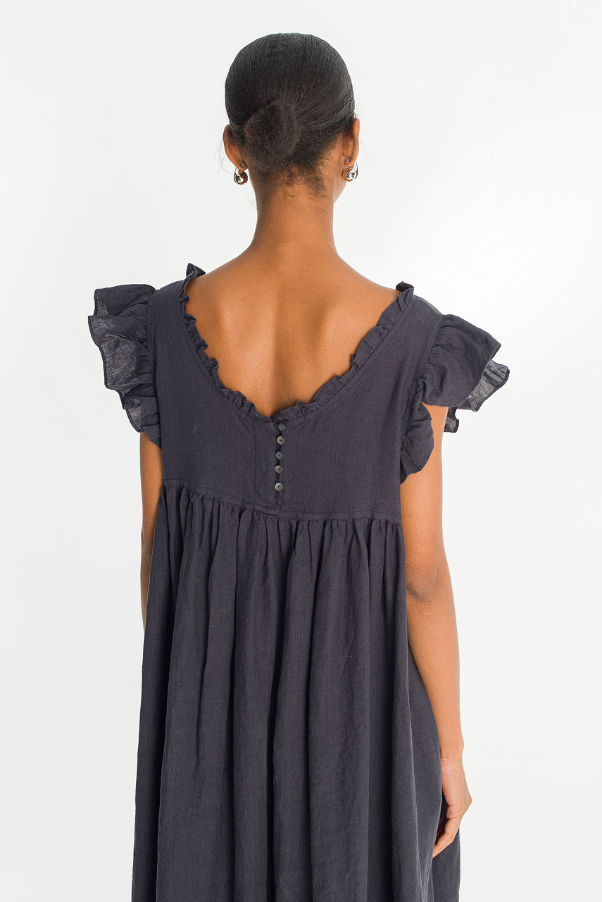 Frill Detail Sleeveless  Dress, Navy